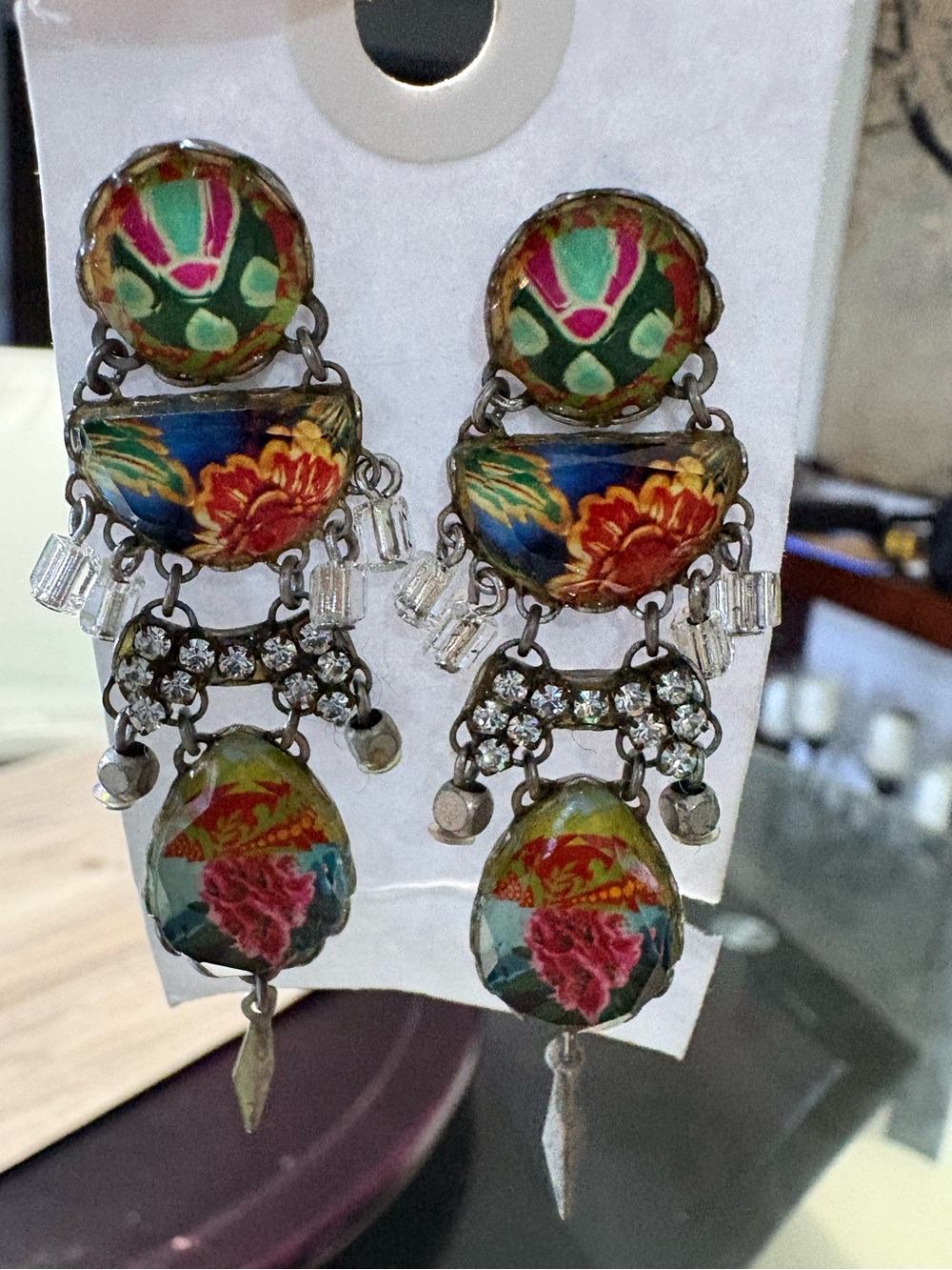 Vintage Ayala bar Statement floral Dangle earrings